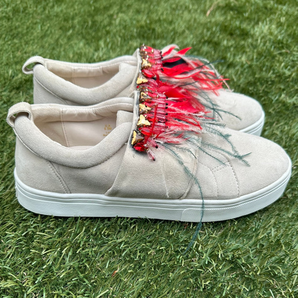 Sam Edelman Lelani Suede Embellished Gemstone Feather Boho Western Sneakers 9.5 - Picture 1 of 11